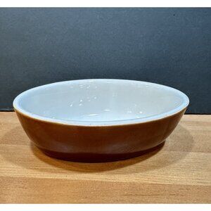 Hall Oval Individual Baker 6.25x4.5 Brown White 706 Oven Safe Vtg USA